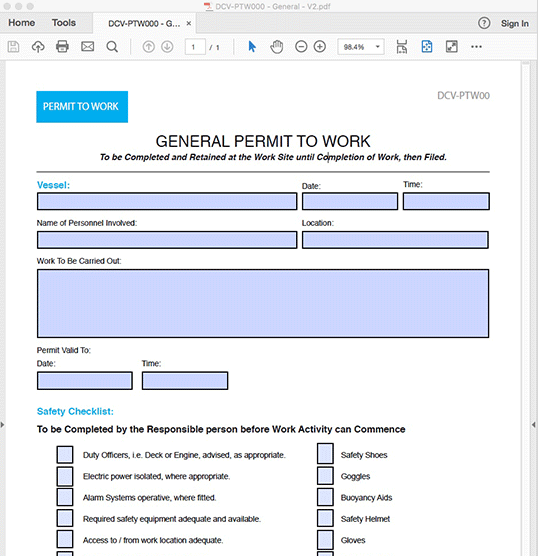 General Permit to Work - Interactive PDF