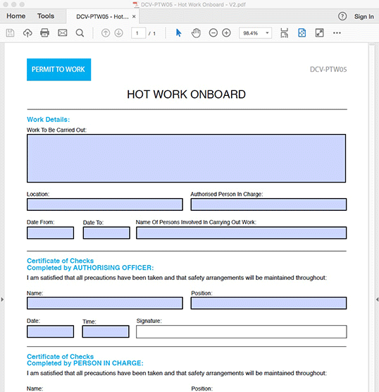 Hot Work Onboard - Interactive PDF